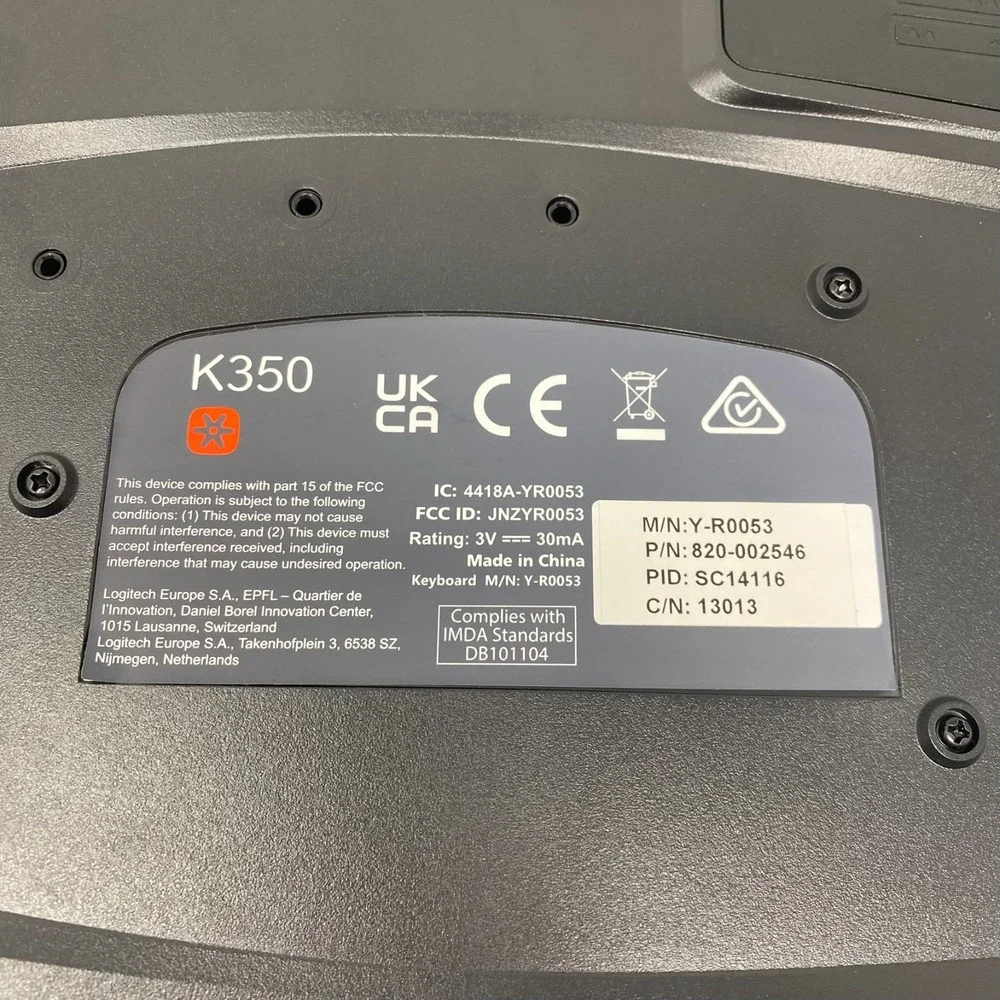 Logitech K350‎ Comfort Wave Wireless Keyboard No Dongle Keyboard - Tested Works!